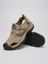 cheap Sport Sandals-Women's Khaki Closed Toe Hiking Sandals, Adjustable Strap Non-Slip Outdoor Sport Shoes, Breathable Comfortable Trail Sandals for Trekking, Camping &amp; Summer Activities