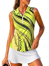 abordables Camisa de Mujer-Mujer Geométrico Abstracto Tops Camisa deportiva Camisas de polo Camiseta de tenis Sin Mangas Cremallera Floral UPF50+ Resistente a los rayos UV Alta elasticidad Dispersor de humedad Transpirable
