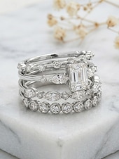 baratos Anéis Femininos-Conjunto de 4 anéis de cristal empilháveis para mulheres, estilo boho, banhados a ouro/prata, joias elegantes para praia e uso diário. &amp;roupa de festa