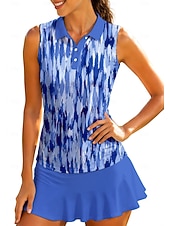 abordables Tenis-Mujer Geométrico Abstracto Tops Camisa deportiva Camisas de polo Camiseta de tenis Sin Mangas Cremallera Floral UPF50+ Resistente a los rayos UV Alta elasticidad Dispersor de humedad Transpirable