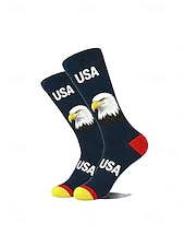ieftine Accesorii-Șosete patriotice pentru bărbați - amestec de bumbac cu steagul SUA &amp;șosete cu model de bancnotă de un dolar pentru a 250-a aniversare a Americii, Ziua Independenței, sporturi în aer liber &amp;ținute