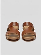 cheap Slide Sandals-Women's Brown Cork Wedge Sandals - Open-Toe Slip-On Summer Slides with Croc-Embossed Straps for Casual &amp; Summer Wear