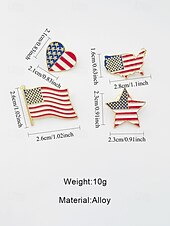  Women's USA Independence Day Alloy Pins Set – Multi-Style Patriotic Pins, Stars, Flags, Heart, Map, 7.4 Designs for Holiday, Party, and Festival Wear
