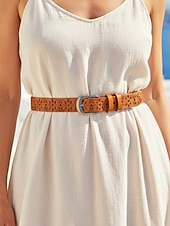 voordelige Vakantieaccessoires-Damesriem van echt leer – vintage bloemenmotief met metalen gesp, retro tailleaccessoire voor jeans en jurken &amp;casual outfits
