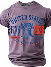 abordables Camisetas Patrióticas 250-250 aniversario, 4 de julio, '250 años de libertad', campana de la libertad, Estados Unidos, 1776-2026, camiseta patriótica vintage para hombre, cuello redondo, manga corta, regalo del Día de la