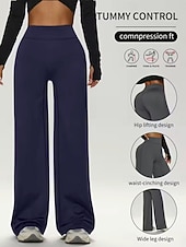 voordelige wijde pijpen en hoge taille-Dames Yoga broek Breed Been Vrijetijdsbroek Casual / sportief Volledige lengte Hoge taille Effen Comfortabel Comfort Zacht Hoge Elasticiteit Buitensporten Fitness Donker-Grijs Zwart Roze Wijn Lente