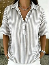  Mulheres Camisa Social Listrado Férias Moda Diário Sem Manga Aberto para a Lateral Tops regulares Casual Diário Amarelo Verde Claro Rosa Vermelho Marron Verão Primavera