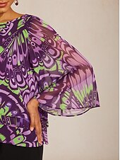 abordables camisas, tops y blusas-Top de gasa fluida con capas y estampado de mariposas de la jungla