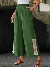 economico gamba larga e vita alta-Per donna Gamba larga Pantaloni boho Pantaloni casual Moda Streetwear Casual Lunghezza intera Vita Alta Semplice Tasca Fascia Elastica Comodo Comodità Morbido Elasticizzato All'aperto Vacanza