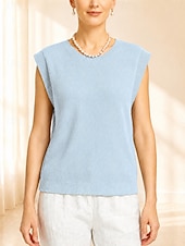 cheap Plain Tank-Women's T Shirt Tank Top Tee Top Striped Elegant Stylish Sleeveless Raglan Sleeves Crew Neck Regular Tops Daily Pink Sky Blue Apricot Summer Spring
