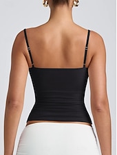 abordables Réservoir Simple-Femmes Débardeur Couleur Unie Élégant Occasionnel Sans manches Bretelles Fines Hauts Réguliers Occasionnel Quotidien Sports Bleu Kaki Noir Blanche Rose Claire Été