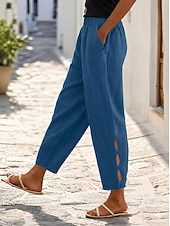 tanie Statki-Damskie Pamuk Karışımı Typu Chino Spodnie codzienne Letnie spodnie Moda Moda miejska Pełna długość Wysoka talia Równina Kieszeń Elastyczny pas Wygodne Miękka Wygodny Nieelastyczny Na zewnątrz Urlop