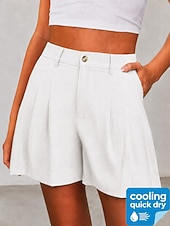 billiga Bermudashorts-Dam Avkylande Snabbtorkande Burmuda Shorts Elegant Ledigt Kort Hög midja Ledigt Dagligen Hem Svart Vit Militärgrön Aprikos Sommar