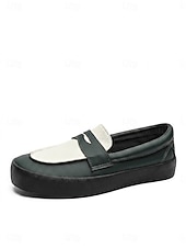 cheap Men-Men's Green Slip-On Loafers, Soft Comfortable Casual Resort Shoes for Outdoor Resort, Vacation Evenings, Smart Casual Wear and Holiday Outfits