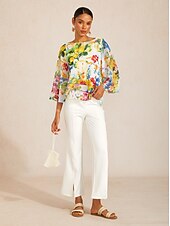 preiswerte Hemden, Tops und Blusen-Chiffon-Lagenoberteil mit Zitrusgarten-Motiv