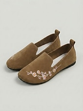 preiswerte Ballerinas für Damen-Gelbe, geblümte Damen-Slipper mit Stickerei – bequeme, lässige Schuhe in weiter Passform, atmungsaktiv und leicht, ideal für den Alltag und zum Spazierengehen. &amp; reisen