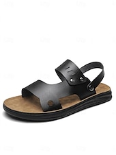 cheap Men-Men's Black Open-Toe Strap Sandals - Adjustable Comfort Summer Shoes - Casual Island &amp; Cruise Footwear for Vacation Travel, Deck Walking and Outdoor Leisure