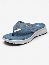 economico Sandali Comodi-Infradito da donna blu glitterate con supporto plantare, comode e leggere, con suola flessibile antiscivolo, ideali per l'uso quotidiano e per le gite in spiaggia. &amp;comfort per tutto il giorno