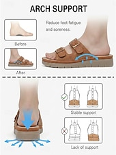 baratos Sandálias Confortáveis-Sandálias femininas marrons com fivela dupla e strass – chinelos de verão brilhantes e confortáveis com palmilha macia e acolchoada para pés inchados, ideais para férias. &amp;roupa casual para o dia a