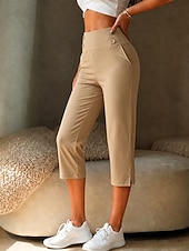 halpa Naisten leggingsit-Naisten Housut Mukavat leggingsit Vapaa-aika Urheilu Vasikka-Length Luonnollinen Tavallinen Sivutaskut Jaettu Mukava Hengittävä Jooga Rento / arki Valkoinen Khaki Musta Laivaston sininen Kevät Syksy