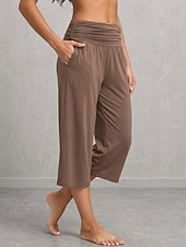 cheap Wide Leg &amp; High Waisted-Women's Wide Leg Vacation Sport Lounge Pants Calf-Length High Waist Comfortable Micro-elastic Vacation Formal Blue Light Gray rice white Black Summer Spring