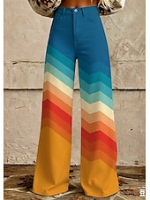 cheap Bottoms-Retro Vintage Boho 1970s Pants Wide Legged Pants Hippie Disco High Waist Floral Faux Jeans Style Fancy Dress Women's Halloween Carnival Music Festival Pride Parade Retro Theme Party Adults' Pants