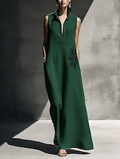 economico Abiti Boho-Per donna Abito maxi Abito Boho Elegante Vacanza Vestibilità regolare Floreale Senza Maniche Collo alla coreana Azzurro cielo Verde Albicocca Primavera