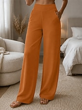  Femmes Séchage rapide Manchon Anti UV Jambe large Pantalons Vacances Mode Streetwear Longueur complète Taille haute Uni Avec Poches Taille Élastique Confort Non Elastique Quotidien Vacances Rue Caf