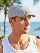 cheap Men's Hats-Men's Mesh Beret Hat - Breathable Polyester Ivy Cabbie Cap with Adjustable Buckle, Multiple Colors, Lightweight Newsboy Flat Cap for Summer Travel, Outdoor Activities &amp; Daily Casual Wear