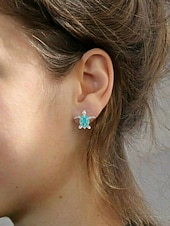 abordables Accessoires de vacances-Boucles d'oreilles tortue pour femmes – élégantes boucles d'oreilles plaquées argent avec incrustation de turquoise, parfaites pour la plage et l'été, accessoires décontractés et de vacances
