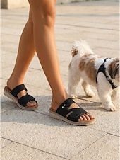 abordables Sandalias Cómodas-Sandalias negras cómodas para mujer con soporte para el arco del pie - correa ajustable en ancho. Sandalias cómodas para todo el día con suela antideslizante para caminar y viajar. &amp;ropa informal