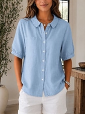  Women's Shirt Casual Shirt Solid Color Vacation Daily Casual Sleeveless Long Tops Casual Daily Holiday Blue Black White Red Green Summer Spring