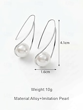 abordables Pendiente de mujer-Pendientes de mujer de aleación con forma de gota de agua y perlas de imitación, diseño elegante y minimalista para uso diario, negocios, vacaciones y ocasiones semiformales.