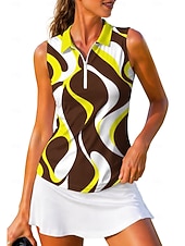economico Camicia Donna-Per donna Geometrico Astratto Top Maglietta sportiva Polo da golf Maglia da tennis Senza Maniche Cerniera Floreale UPF50+ Resistente ai Raggi UV Alta elasticità Traspirante Tennis Golf Pickleball