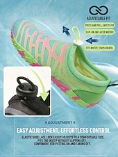 economico Donne-Scarpe da acqua da donna verdi e colorate con stampa geometrica - calzature slip-on larghe in mesh traspirante ad asciugatura rapida, scarpe a piedi nudi antiscivolo per spiaggia, snorkeling e nuoto