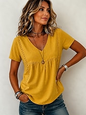  Women's Shirt Solid Color Bohemia Vacation Vintage Sleeveless V Neck Long Tops Casual Blue White Yellow Pink Summer Spring