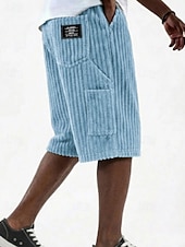  Herr Shorts Sommarshorts Beach Shorts Casual shorts Manchester Shorts Ficka Elastisk midja Slät Komfort Andningsfunktion Knelängd Dagligen Utomhus Strand Semester Mode Kaki Svart Oelastisk