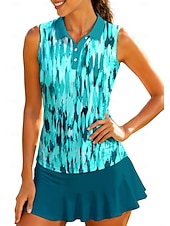 abordables Tenis-Mujer Geométrico Abstracto Tops Camisa deportiva Camisas de polo Camiseta de tenis Sin Mangas Cremallera Floral UPF50+ Resistente a los rayos UV Alta elasticidad Dispersor de humedad Transpirable