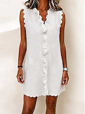 economico Vestito bianco-Per donna Mini abito Vestito Casual Abito Estivo Essenziale Classico Quotidiano Vacanza Vestibilità regolare Semplice Senza Maniche Girocollo Blu Bianco Rosso Verde Estate Primavera