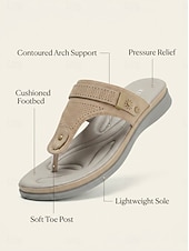cheap Comfort Sandals-Women's Comfort Platform Slide Sandals, Cushioned Slip-On Sandals with Soft Footbed for Home, Travel &amp; Daily Wear