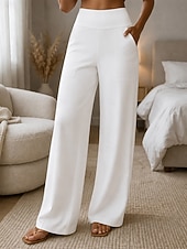 Femmes Séchage rapide Manchon Anti UV Jambe large Pantalons Vacances Mode Streetwear Longueur complète Taille haute Uni Avec Poches Taille Élastique Confort Non Elastique Quotidien Vacances Rue Caf