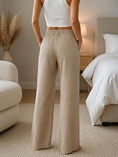 cheap Wide Leg &amp; High Waisted-Women's Wide Leg Dress Pants Elegant Fashion Full Length High Waist Plain Comfort Khaki Black Coffee Summer Spring Fall