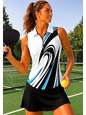abordables Camisa de Mujer-Mujer Geométrico Tops Camisa deportiva Camisas de polo Camiseta de tenis Sin Mangas Cremallera Floral UPF50+ Resistente a los rayos UV Alta elasticidad Dispersor de humedad Transpirable Voleibol
