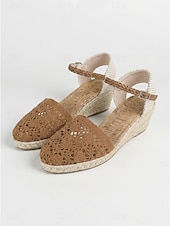 economico Sandali espadrilles-Sandali espadrillas con zeppa da donna, comodi sandali estivi con cinturino alla caviglia, perfetti per invitate a matrimoni, vacanze al mare e outfit eleganti.