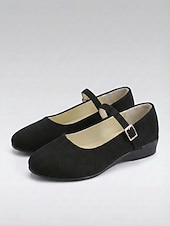 baratos Sapatilhas de mulher-Sapatilhas Mary Jane femininas roxas - sapatos de camurça sintética com tira ajustável, calçados casuais leves para o trabalho e viagens. &amp;uso diário