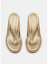 abordables Sandalias deslizantes-Chanclas de tacón para mujer: elegantes sandalias de tiras para verano, playa y ropa informal