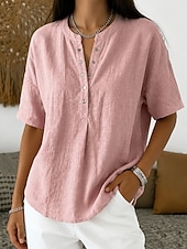  Dames Overhemd Effen Kleur Effen Elegant Dagelijks Klassiek Mouwloos Lange tops Casual blauw Zwart Geel Groen Khaki Zomer Lente