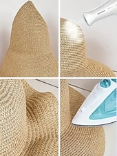 abordables Chapeaux pour femmes-Chapeau de soleil bohème en paille pour femme, chapeau de plage pliable multicolore avec nœud papillon, chapeau à larges bords portable pour une tenue décontractée