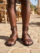 cheap Men-Men's  Strappy Sandals Casual Comfort Summer Shoes Classic Open-Toe Footwear for Outdoor Resort, Holiday Travel, Beachside Leisure and Everyday Wear