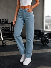 cheap Jeans-Women's Jeans denim Skinny Pants Chinos Fashion Full Length High Waist Comfort Inelastic Vacation Formal Black Light Blue Gray Spring Slim Fit